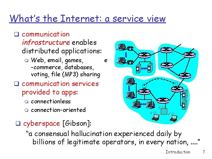 What’s the Internet: a service view q communication infrastructure enables distributed applications: m Web, What’s the Internet: a service view q communication infrastructure enables distributed applications: m Web,