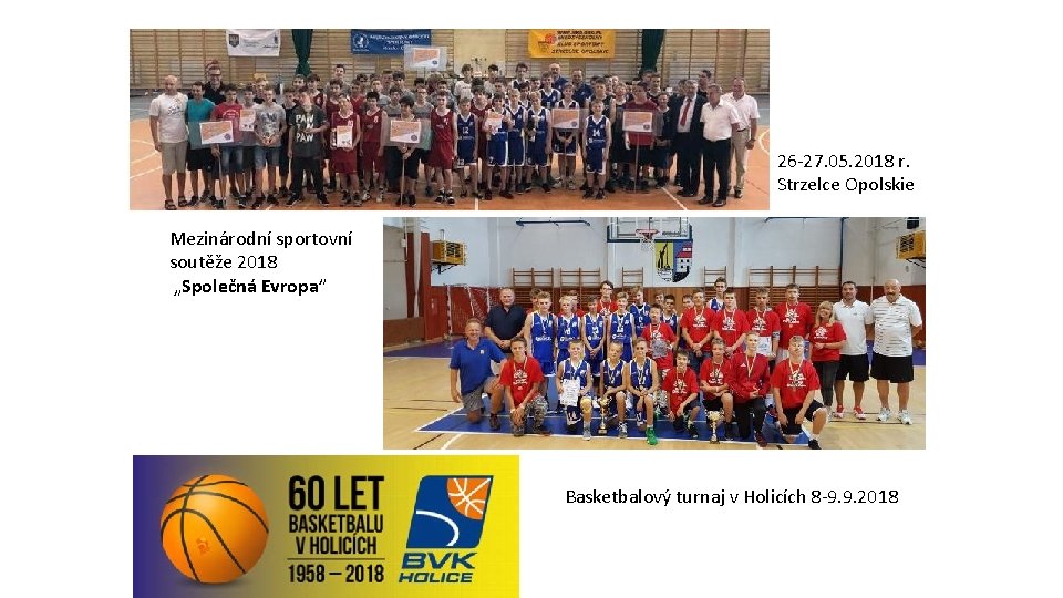 26 -27. 05. 2018 r. Strzelce Opolskie Mezinárodní sportovní soutěže 2018 „Společná Evropa” Basketbalový