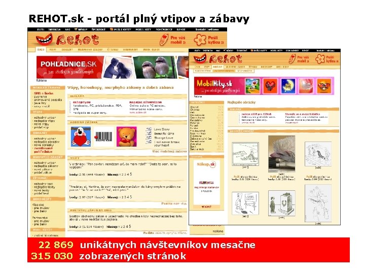 REHOT. sk - portál plný vtipov a zábavy 22 869 unikátnych návštevníkov mesačne 315