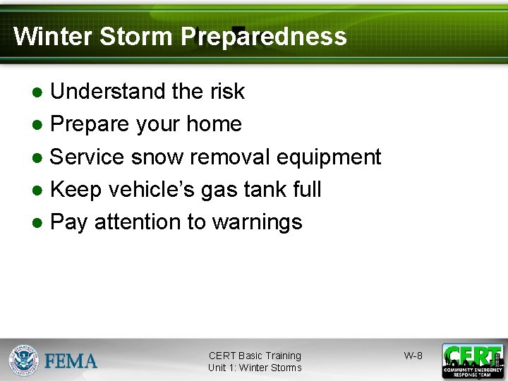 Winter Storm Preparedness ● Understand the risk ● Prepare your home ● Service snow