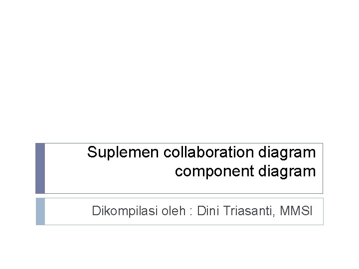 Suplemen collaboration diagram component diagram Dikompilasi oleh : Dini Triasanti, MMSI 