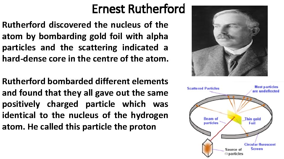 Ernest Rutherford discovered the nucleus of the atom by bombarding gold foil with alpha