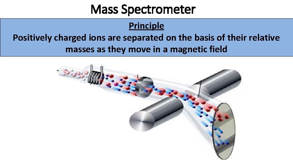 Mass Spectrometer Principle Positively charged ions are separated on the basis of their relative