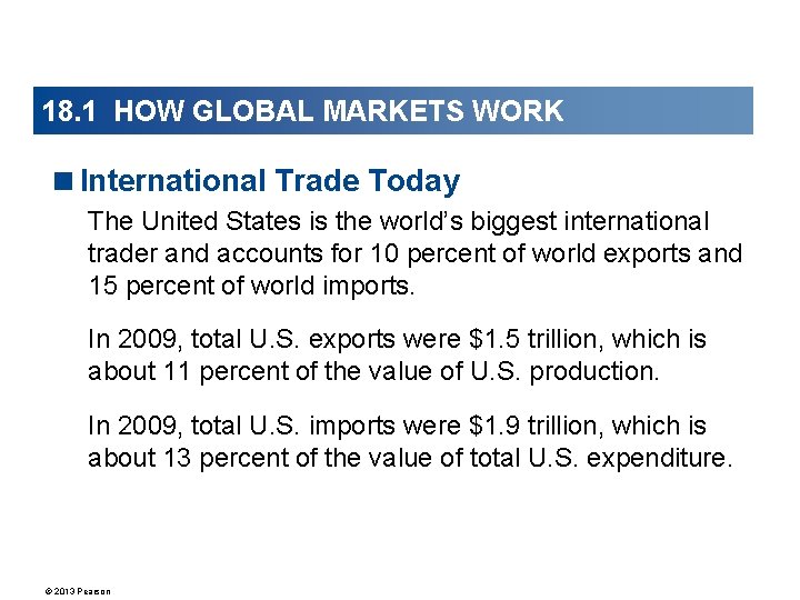 18. 1 HOW GLOBAL MARKETS WORK <International Trade Today The United States is the