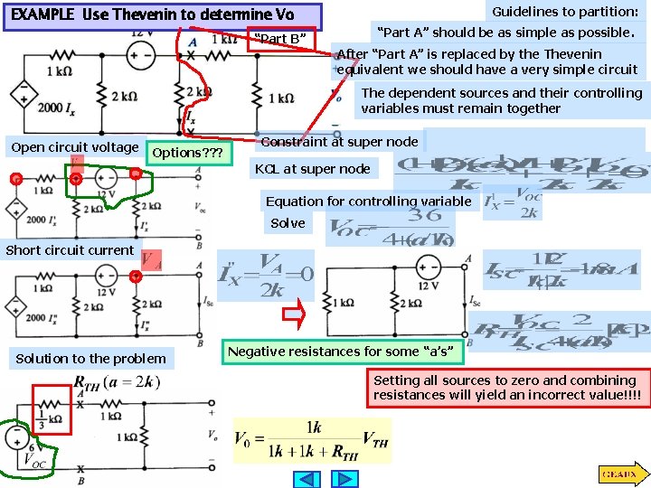 Guidelines to partition: EXAMPLE Use Thevenin to determine Vo “Part A” should be as