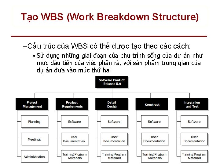 Tạo WBS (Work Breakdown Structure) – Cấu trúc của WBS có thể được tạo