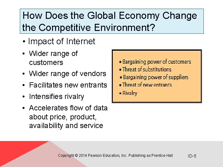 How Does the Global Economy Change the Competitive Environment? • Impact of Internet •