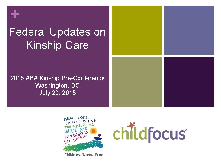 + Federal Updates on Kinship Care 2015 ABA Kinship Pre-Conference Washington, DC July 23,