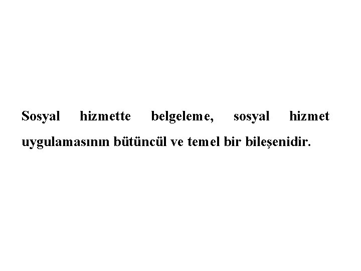 Sosyal hizmette belgeleme, sosyal hizmet uygulamasının bütüncül ve temel bir bileşenidir. 