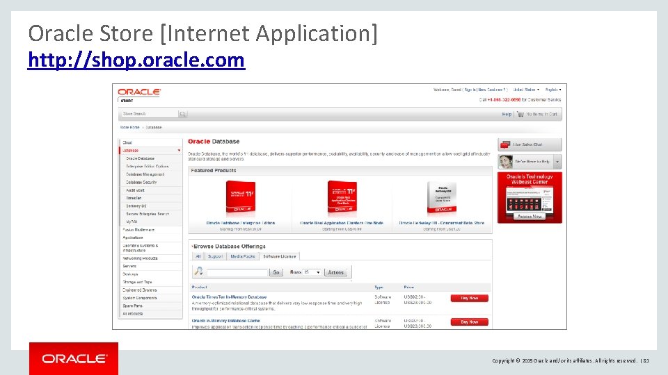 Oracle Store [Internet Application] http: //shop. oracle. com Copyright © 2015 Oracle and/or its