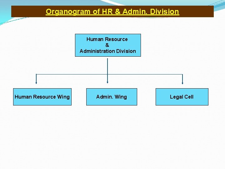 Organogram of HR & Admin. Division Human Resource & Administration Division Human Resource Wing