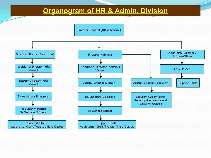 Organogram of HR & Admin. Division Director General (HR & Admin. ) Director (Admin.
