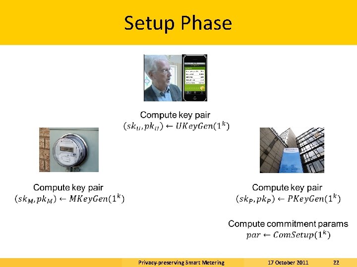 Setup Phase Privacy-preserving Smart Metering 17 October 2011 22 