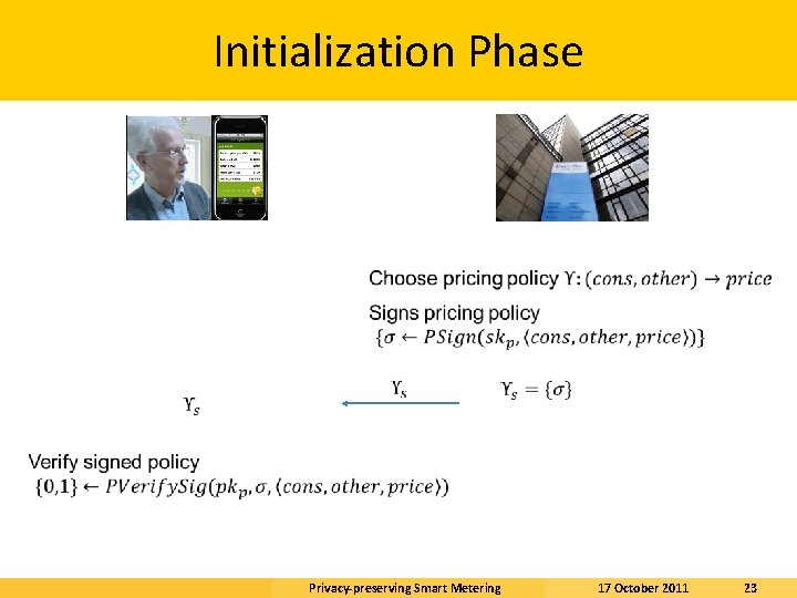 Initialization Phase Privacy-preserving Smart Metering 17 October 2011 23 