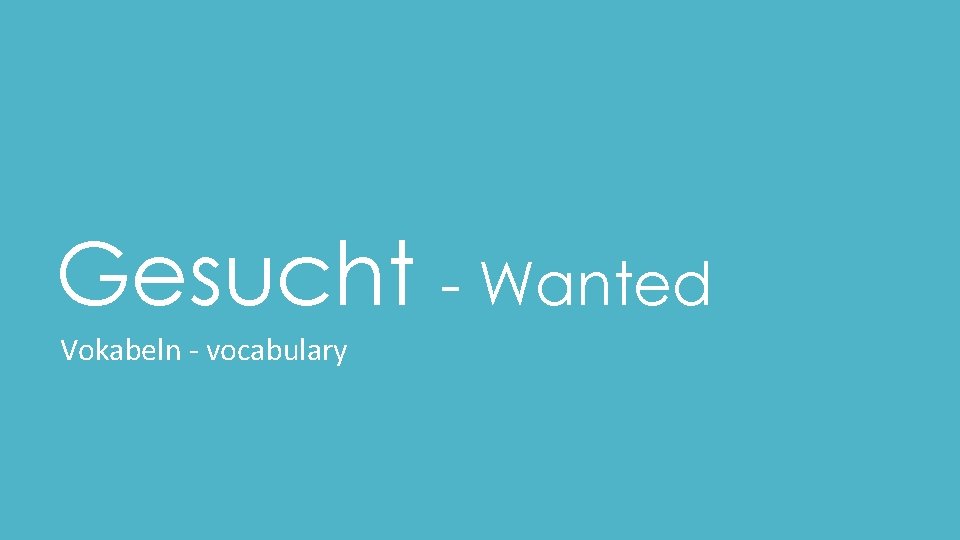 Gesucht - Wanted Vokabeln - vocabulary 