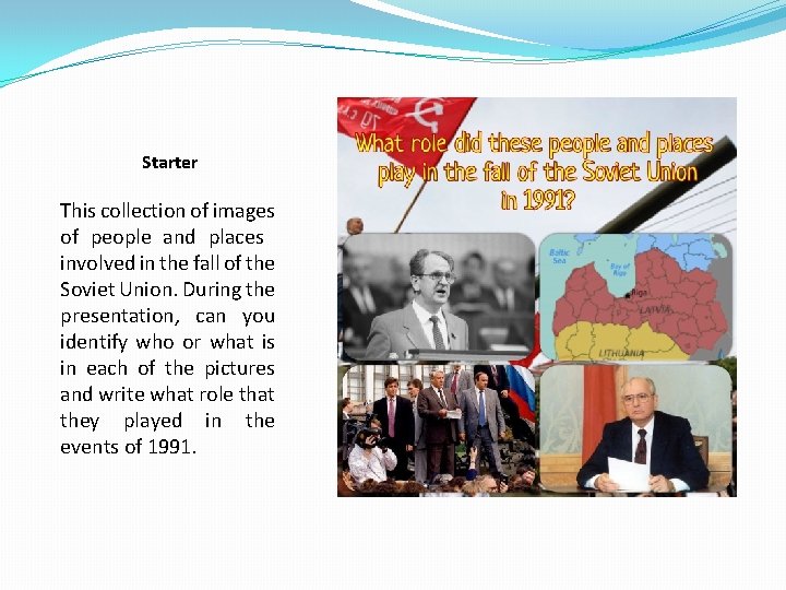 Starter This collection of images of people and places involved in the fall of