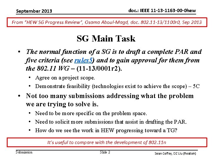 doc. : IEEE 11 -13 -1163 -00 -0 hew September 2013 From “HEW SG