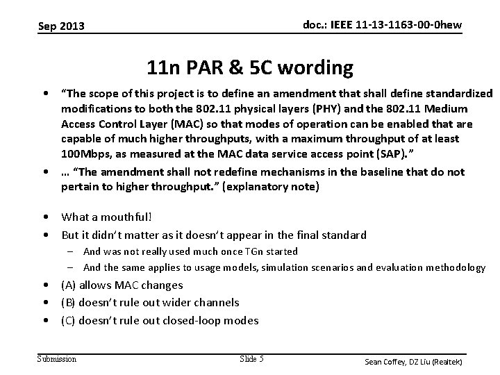 doc. : IEEE 11 -13 -1163 -00 -0 hew Sep 2013 11 n PAR
