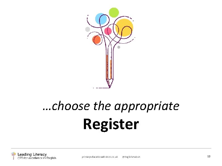 …choose the appropriate Register primaryeducationadvisors. co. uk @English. Hub. UK 13 