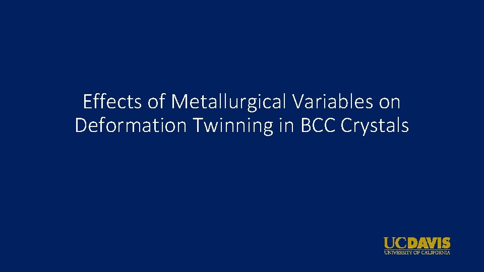 Effects of Metallurgical Variables on Deformation Twinning in BCC Crystals 