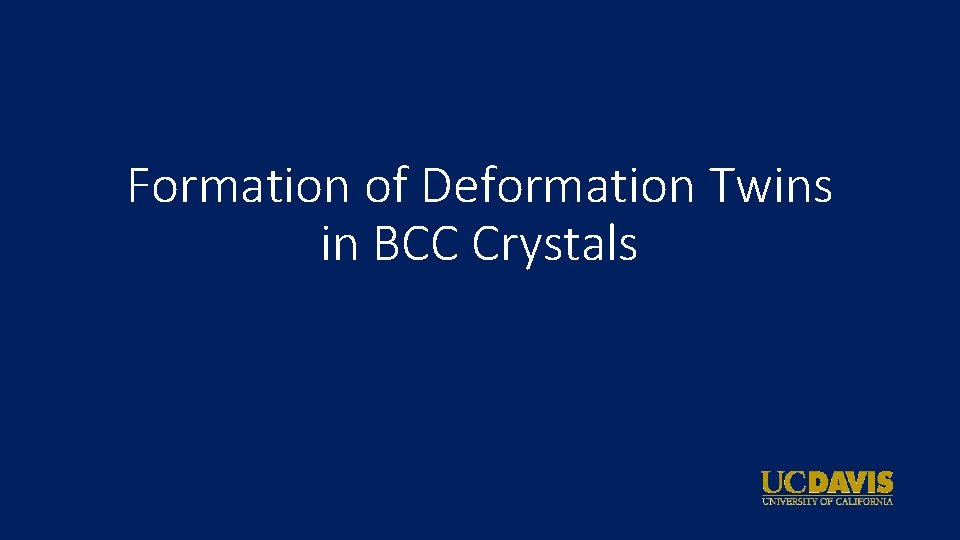 Formation of Deformation Twins in BCC Crystals 