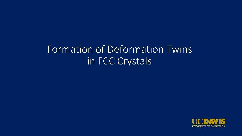 Formation of Deformation Twins in FCC Crystals 