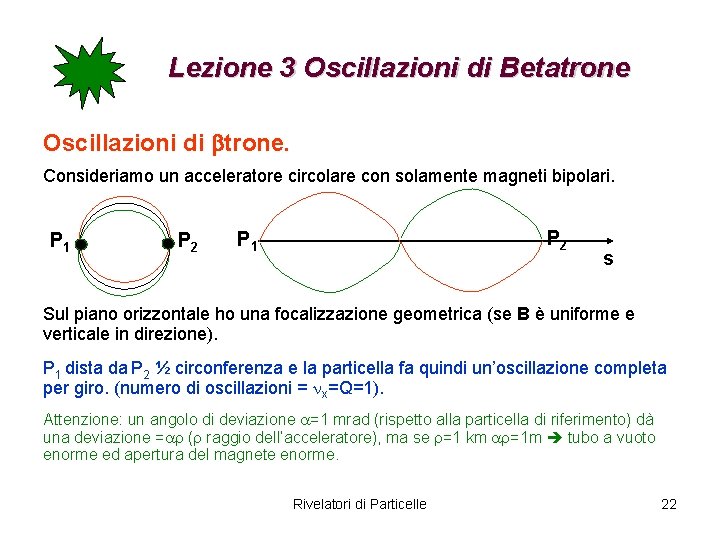 Lezione 3 Oscillazioni di Betatrone Oscillazioni di btrone. Consideriamo un acceleratore circolare con solamente