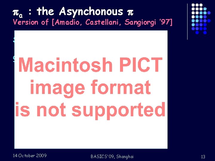  a : the Asynchonous Version of [Amadio, Castellani, Sangiorgi ’ 97] Syntax g