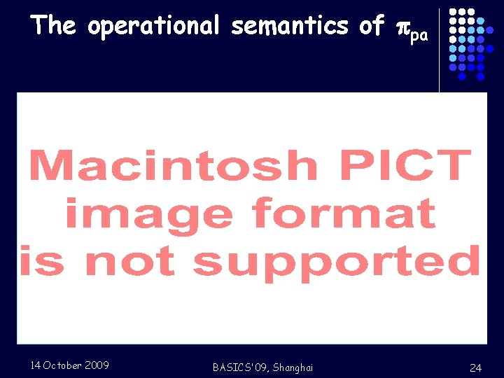 The operational semantics of pa Com P {--xi(yi)-> pi. Pi }i Q {--x^z-> 1