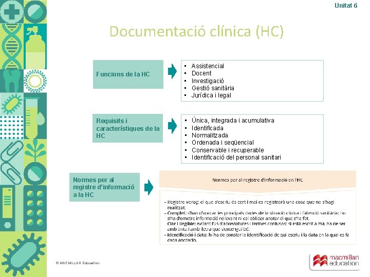 Unitat 6 Documentació clínica (HC) Funcions de la HC Requisits i característiques de la