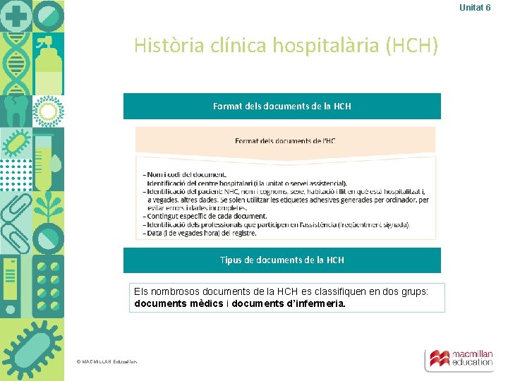 Unitat 6 Història clínica hospitalària (HCH) Format dels documents de la HCH Tipus de