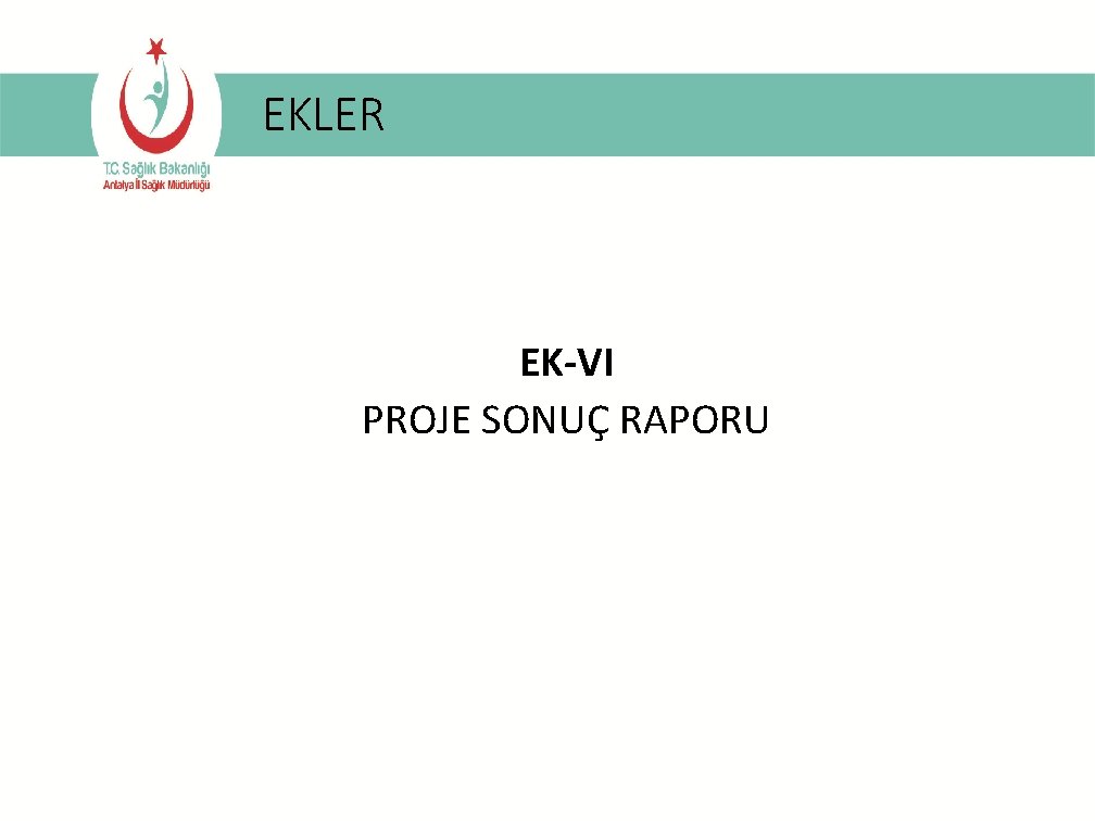 EKLER EK-VI PROJE SONUÇ RAPORU 