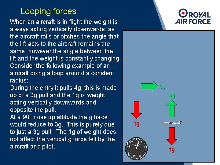 Looping forces When an aircraft is in flight the weight is always acting vertically