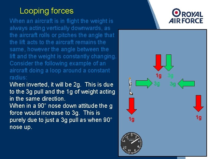 Looping forces When an aircraft is in flight the weight is always acting vertically