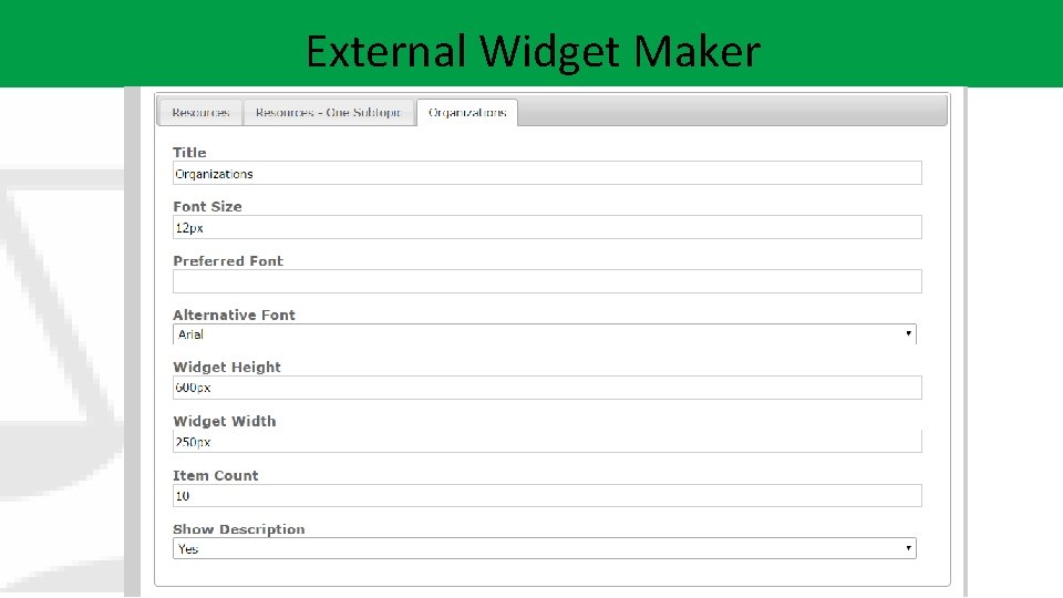 External Widget Maker 