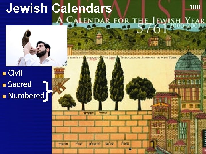 Jewish Calendars Civil n Sacred n Numbered n 180 