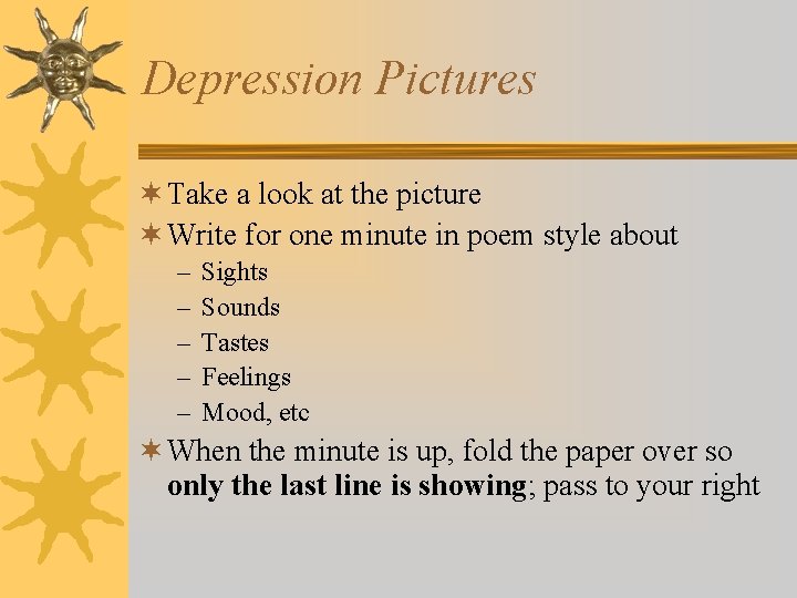 Depression Pictures ¬ Take a look at the picture ¬ Write for one minute