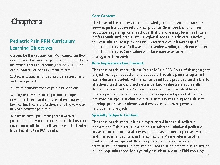 Chapter 2 Pediatric Pain PRN Curriculum Learning Objectives Content for the Pediatric Pain PRN