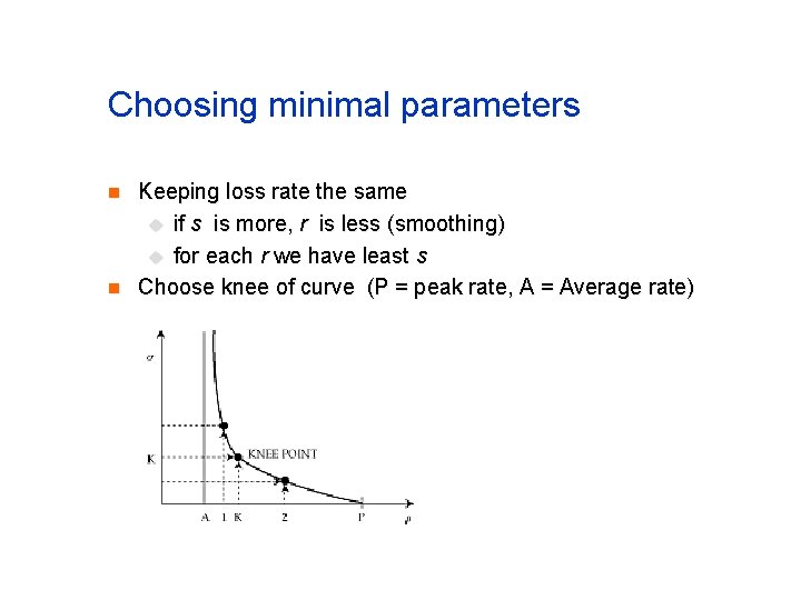 Choosing minimal parameters n n Keeping loss rate the same u if s is Choosing minimal parameters n n Keeping loss rate the same u if s is