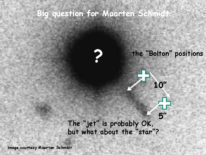 Big question for Maarten Schmidt: ? the “Bolton” positions 10” 5” The “jet” is