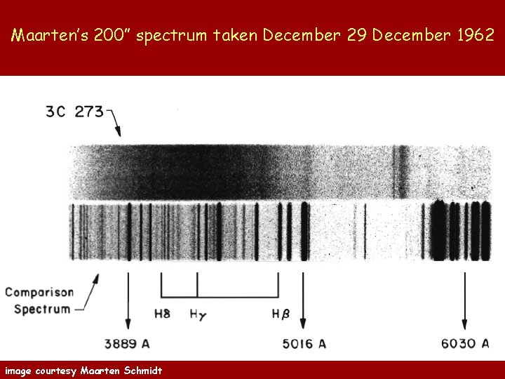 Maarten’s 200” spectrum taken December 29 December 1962 image courtesy Maarten Schmidt 