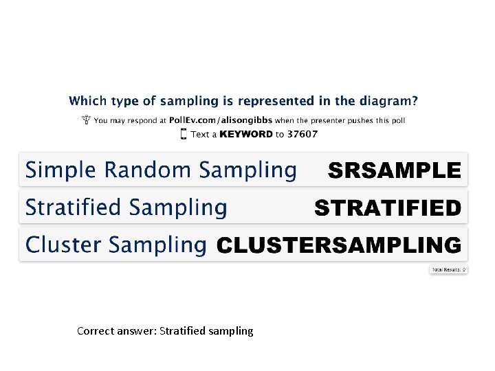 Correct answer: Stratified sampling 