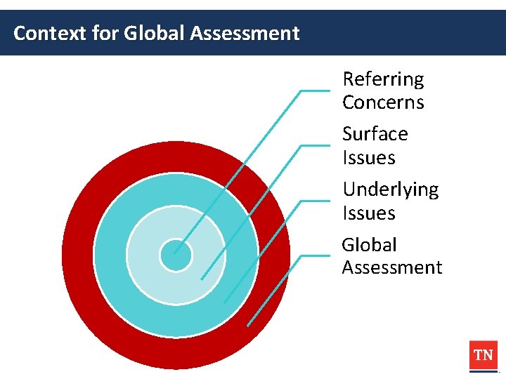 Context for Global Assessment Referring Concerns Surface Issues Underlying Issues Global Assessment 