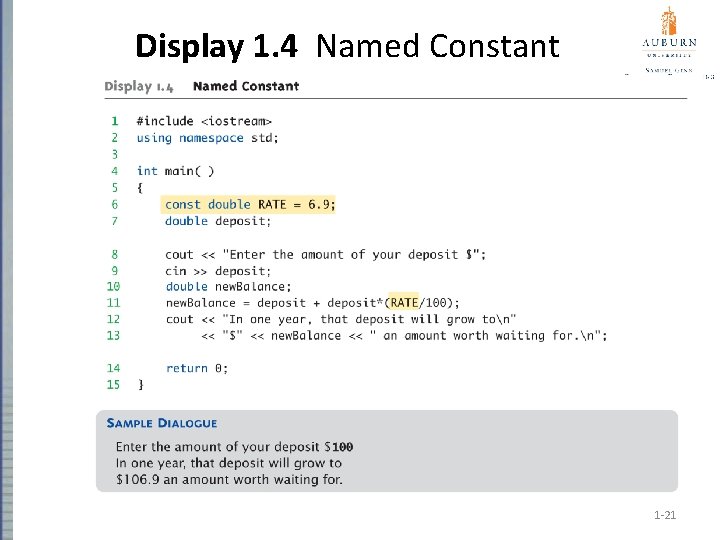 Display 1. 4 Named Constant 1 -21 