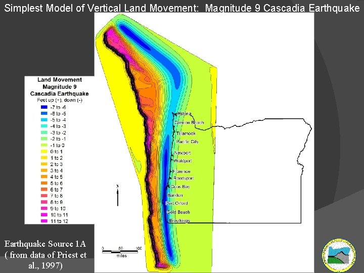 Simplest Model of Vertical Land Movement: Magnitude 9 Cascadia Earthquake Source 1 A (