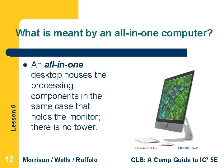 What is meant by an all-in-one computer? Lesson 6 l 12 An all-in-one desktop
