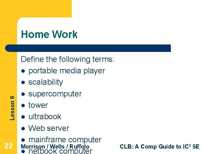 Lesson 6 Home Work 22 Define the following terms: l portable media player l