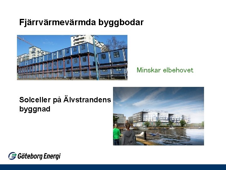 Fjärrvärmevärmda byggbodar Minskar elbehovet Solceller på Älvstrandens byggnad 