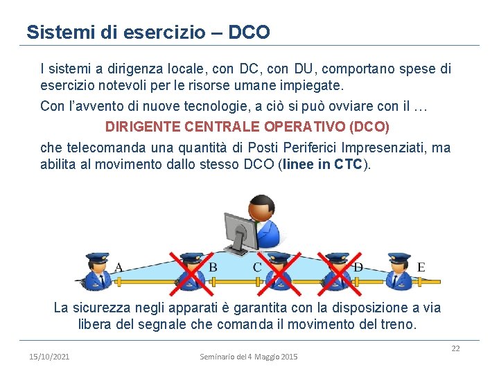 Sistemi di esercizio – DCO I sistemi a dirigenza locale, con DC, con DU,