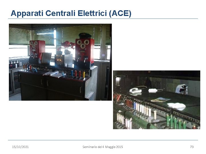 Apparati Centrali Elettrici (ACE) 15/10/2021 Seminario del 4 Maggio 2015 73 